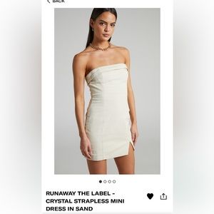 Nude color strapless mini dress